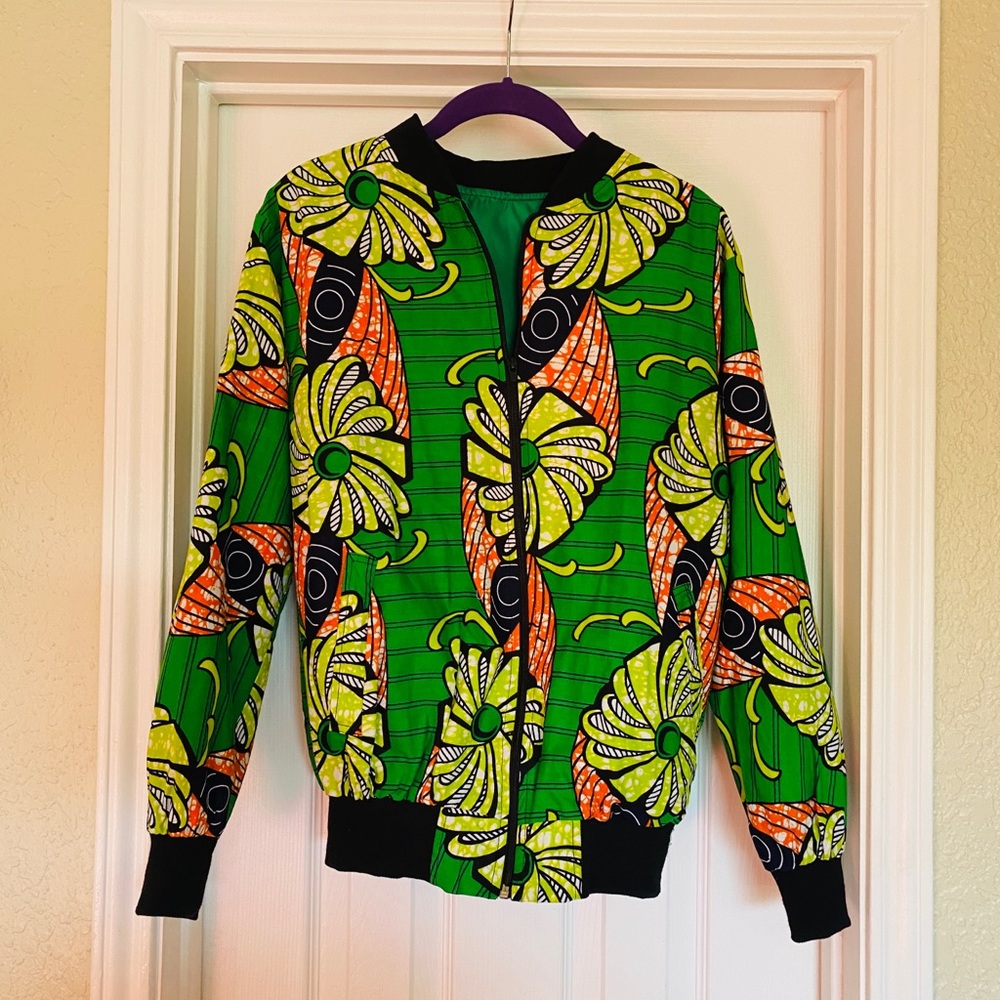 Floral Print Cotton Zip Up Jacket